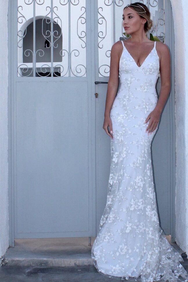 Robe-Bohème-de-Mariage-Fleurie-Dentelle