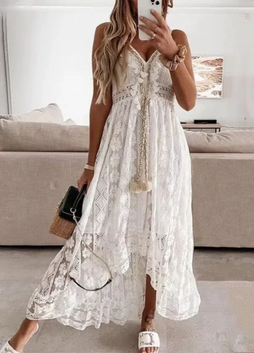 Hippie Robe Longue Blanche Boheme