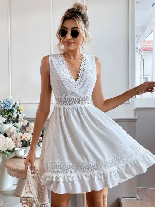 Robe Blanche Boheme Courte 265