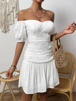 Robe Blanche Courte Boheme Chic 146