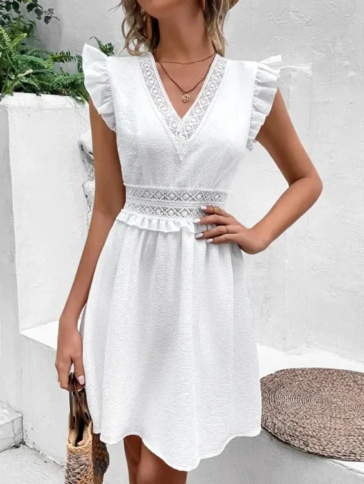 Robe Blanche Dentelle Style Boheme 254