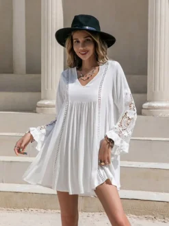 Robe Blanche Manche Longue Boheme 241