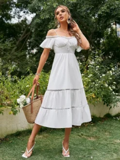 Robe Boheme Blanche Dentelle Longue 303