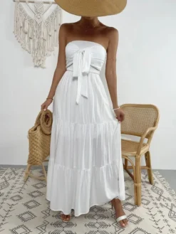 Robe Longue Boheme Blanche Dos Nu 310