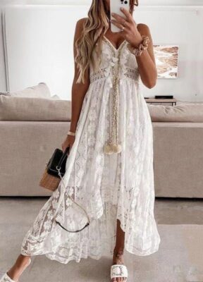 Hippie Robe Longue Blanche Bohème