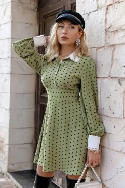 Robe Champêtre Verte Vintage
