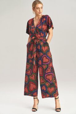 Combinaison ample femme imprimé coeur