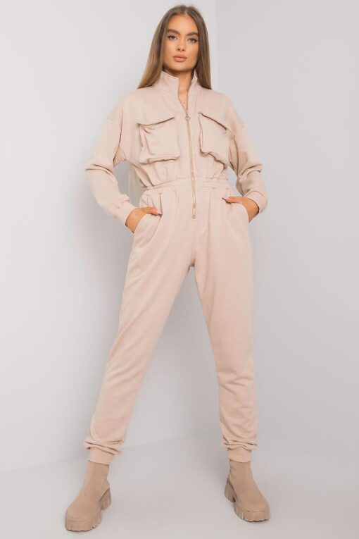 Combinaison Beige Zippee En Coton Vue Face