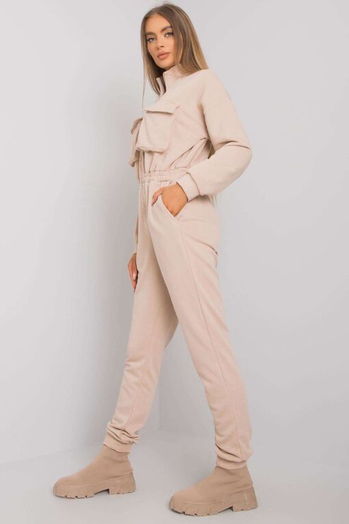 Combinaison Beige Zippee En Coton Vue Profil