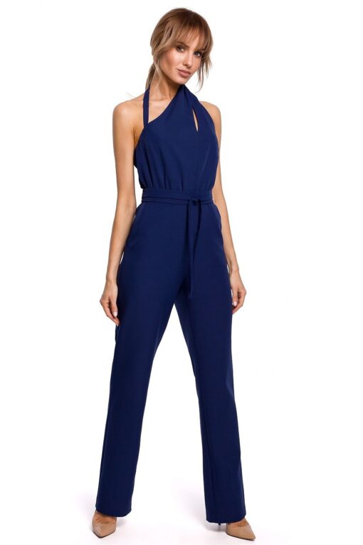 Combinaison bleu marine décolleté asymétrique