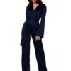Combinaison femme satiné bleu marine