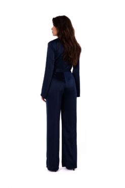 Combinaison femme satiné bleu marine