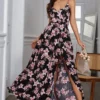 Robe Champêtre Fleurie et Fendue
