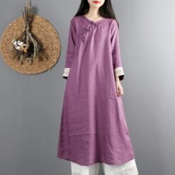 Robe Chinoise Hippie En Lin Pour L'Automne