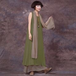 Robe Hippie Bohème Surdimensionnée Avec Écharpe