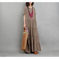 Robe Hippie Ample En Coton Et Lin
