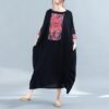 Robe Hippie Chic D'Été Ample Noire Décontractée
