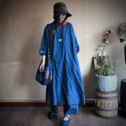 Robe Hippie En Lin À Patchwork Aux Couleurs D'Automne