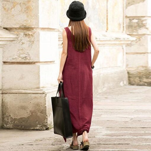 Robe Longue Hippie Sans Manches Décontractée