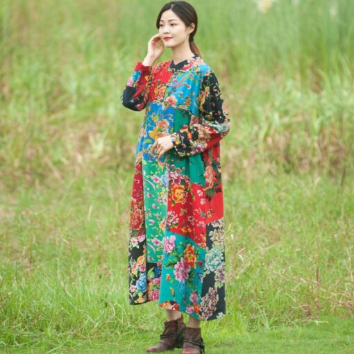 Robe Hippie Sans Manches À Patchwork – Image 2