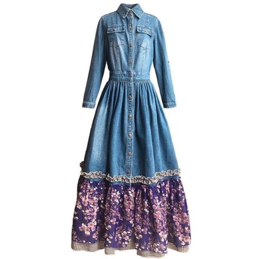 Robe En Jean Hippie À Patchwork Floral – Image 5