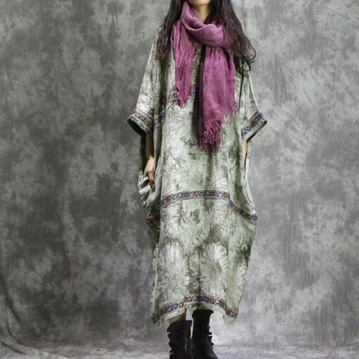 Robe Longue Hippie Chic Brodée En Lin