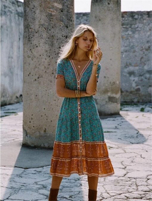 Robe Imprimée Florale Bohème Hippie – Image 4