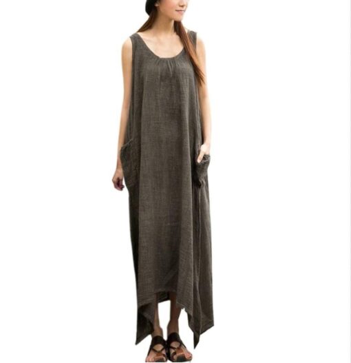 Robe Longue Hippie Sans Manches Décontractée – Image 5