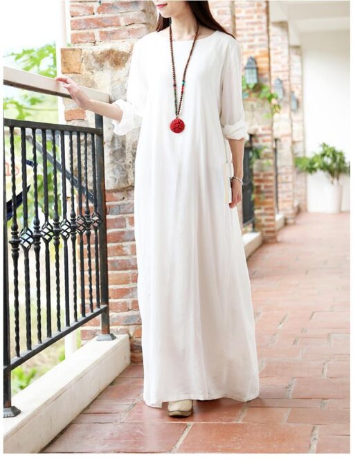 Robe Longue Hippie Chic En Coton Et Lin