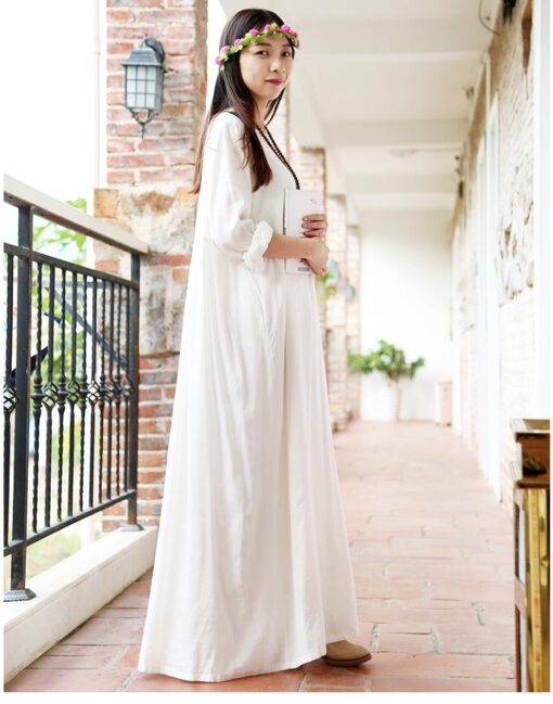 Robe Longue Hippie Chic En Coton Et Lin – Image 4