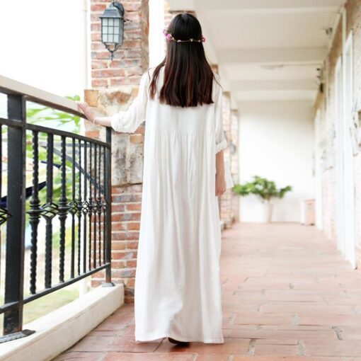 Robe Longue Hippie Chic En Coton Et Lin – Image 5