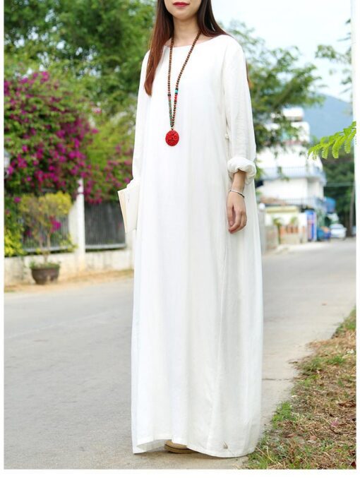 Robe Longue Hippie Chic En Coton Et Lin – Image 6