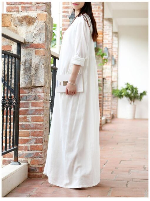 Robe Longue Hippie Chic En Coton Et Lin – Image 7