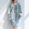 Robe Chemise Hippie Ample Imprimée Florale