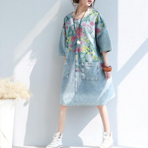 Robe Chemise Hippie Ample Imprimée Florale – Image 3