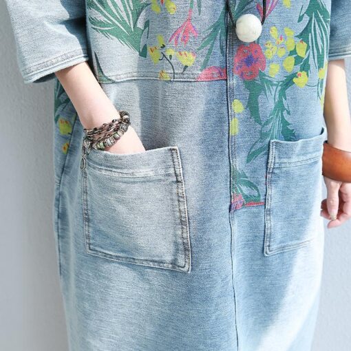 Robe Chemise Hippie Ample Imprimée Florale – Image 4