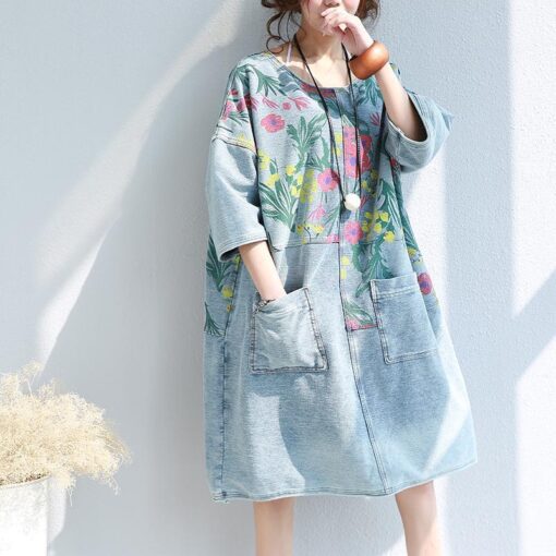Robe Chemise Hippie Ample Imprimée Florale – Image 5