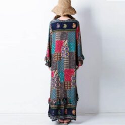 Robe Hippie À Patchwork Floral À Manches Longues