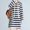 Robe Hippie Rayée À Manches Longues