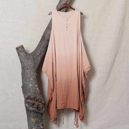 Robe Longue Hippie Chic Maxi En Lin Dégradé Et Vibrante – Image 3