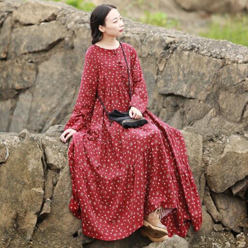 Robe Maxi Hippie Surdimensionnée Florale – Image 2