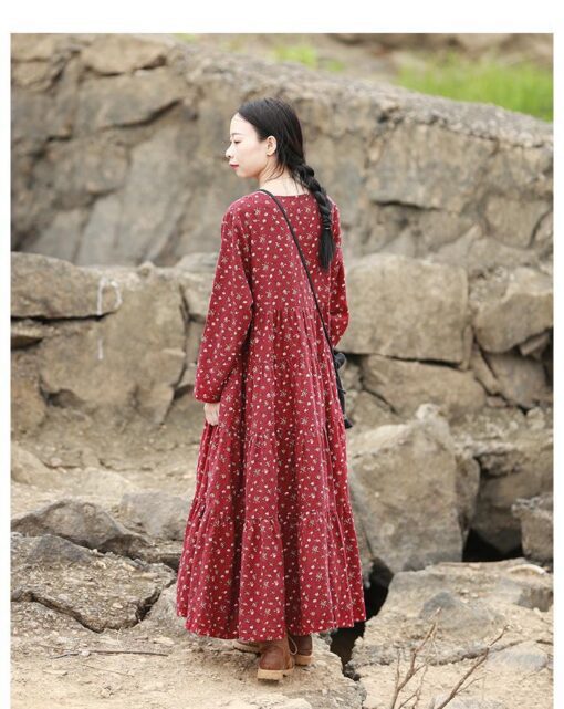Robe Maxi Hippie Surdimensionnée Florale – Image 3