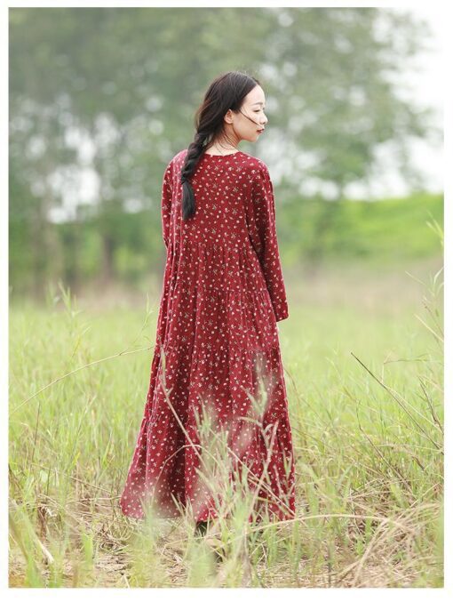 Robe Maxi Hippie Surdimensionnée Florale – Image 9