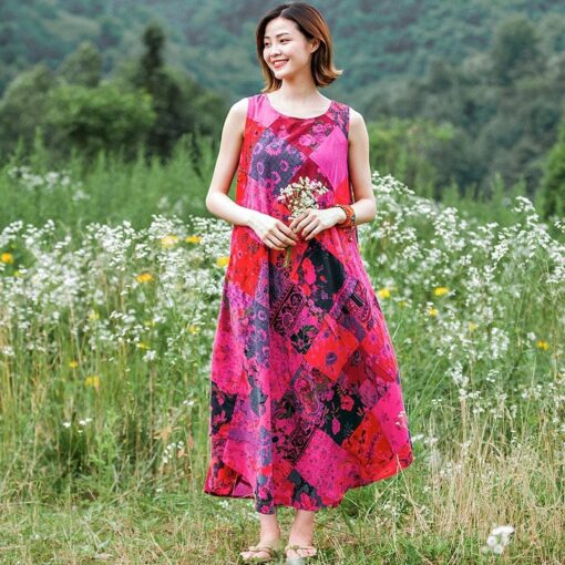 Robe Hippie En Coton Couleurée À Patchwork – Image 4