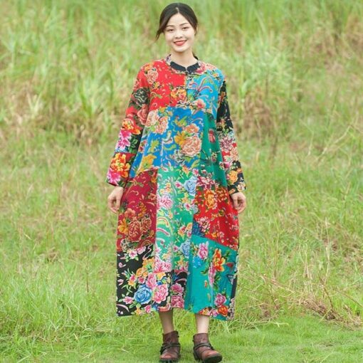 Robe Hippie Sans Manches À Patchwork – Image 4