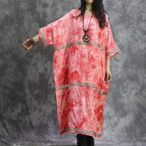 Robe Longue Hippie Chic Brodée En Lin – Image 2