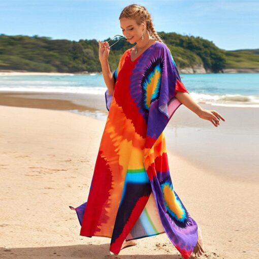 Robe Hippie Maxi Tie-Dye Arc-En-Ciel – Image 2