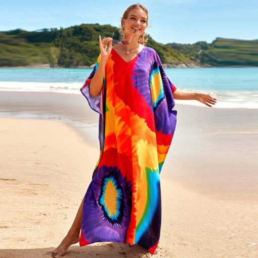 Robe Hippie Maxi Tie-Dye Arc-En-Ciel – Image 3