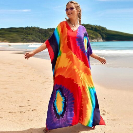 Robe Hippie Maxi Tie-Dye Arc-En-Ciel – Image 4