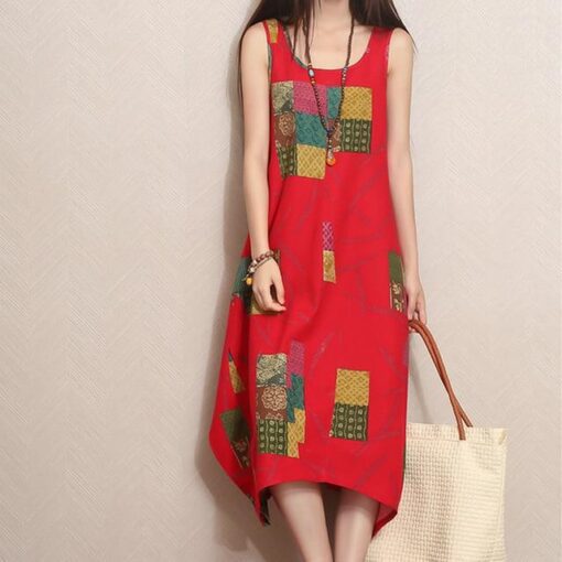 Robe Hippie Sans Manches À Motif Patchwork – Image 5